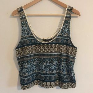 Cropped Tank Top with Tribal Pattern